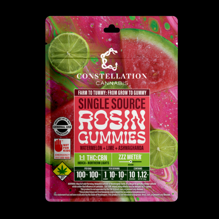 CBN 1:1 Watermelon Lime + Ashwagandha Hash Rosin Gummies