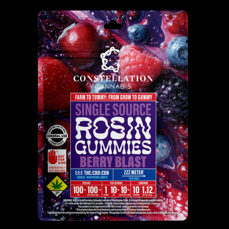 CBN 1:1:1 Berry Blast Solventless Gummies with CBN