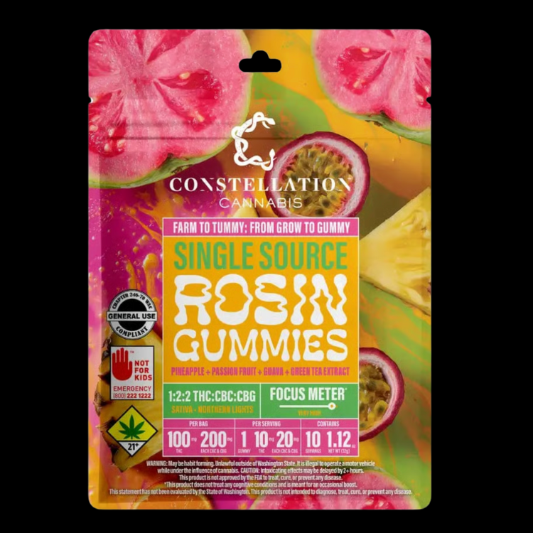 CBG 2:2:1 Pineapple Passion Fruit Guava + Green Tea Hash Rosin Gummies